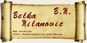 Belka Milanović vizit kartica